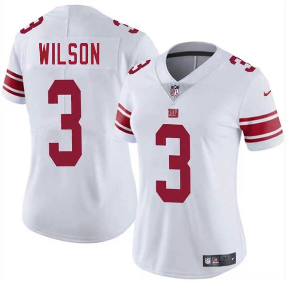 Womens New York Giants #3 Russell Wilson White 2025 Vapor Untouchable Limited Stitched Jersey Dzhi